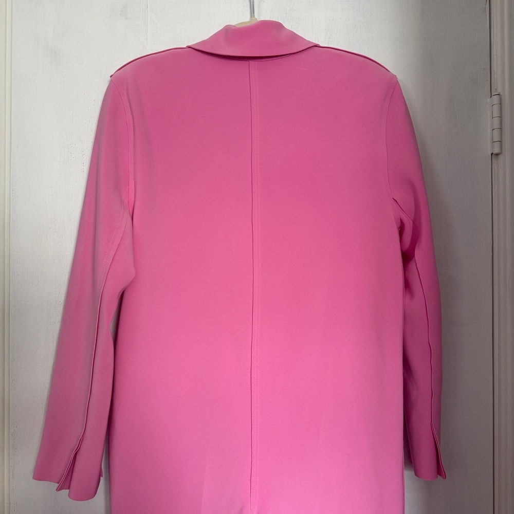 Norma Kamali Single Breasted Straight Leg Jumpsuit in Candy Pink Long Sleeve - Picture 6 of 8